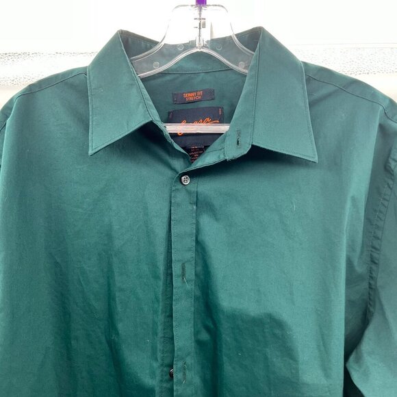 Egara Men's Skinny Fit Button Up Dress Shirt Green Size 16.5 34/35 - Picture 2 of 8